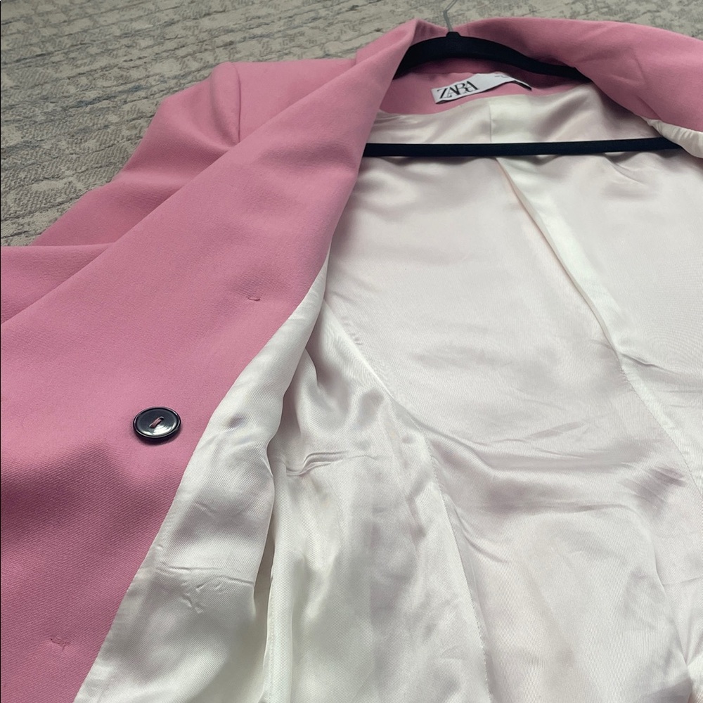 Zara Blush Pink Double-Breasted Blazer - Picture 11 of 12